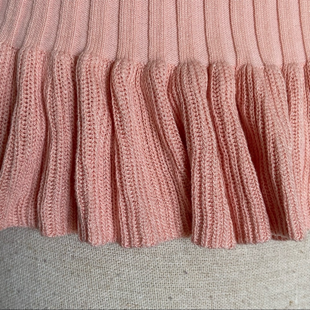 Pink Color Knit Stretchy Ribbed Ruffle Tube Top Size Small - Picture 9 of 15